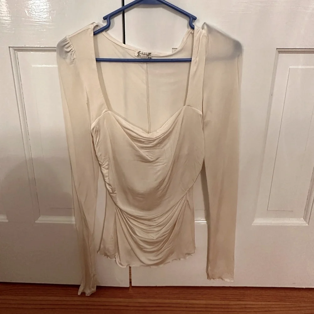 Free People Intimately Cream Ruffle Shirt - Picture 2 of 9